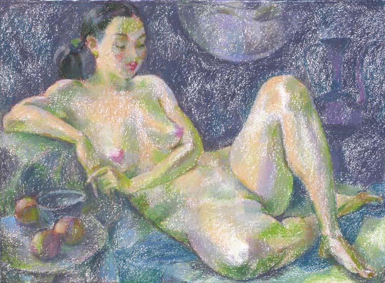 The painting by Leonid Petrushin NU30 from the serial NU symphony.
The serial was created from 2005 to 2008 years.
Technics:oil pastel,grain torchon.