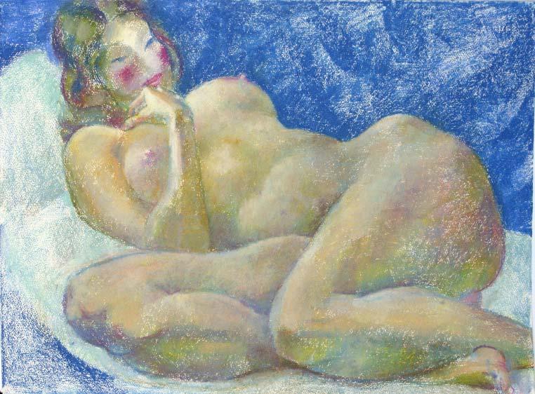 The painting by Leonid Petrushin NU70 from the serial NU symphony.
The serial was created from 2005 to 2008 years.
Technics:oil pastel,grain torchon.