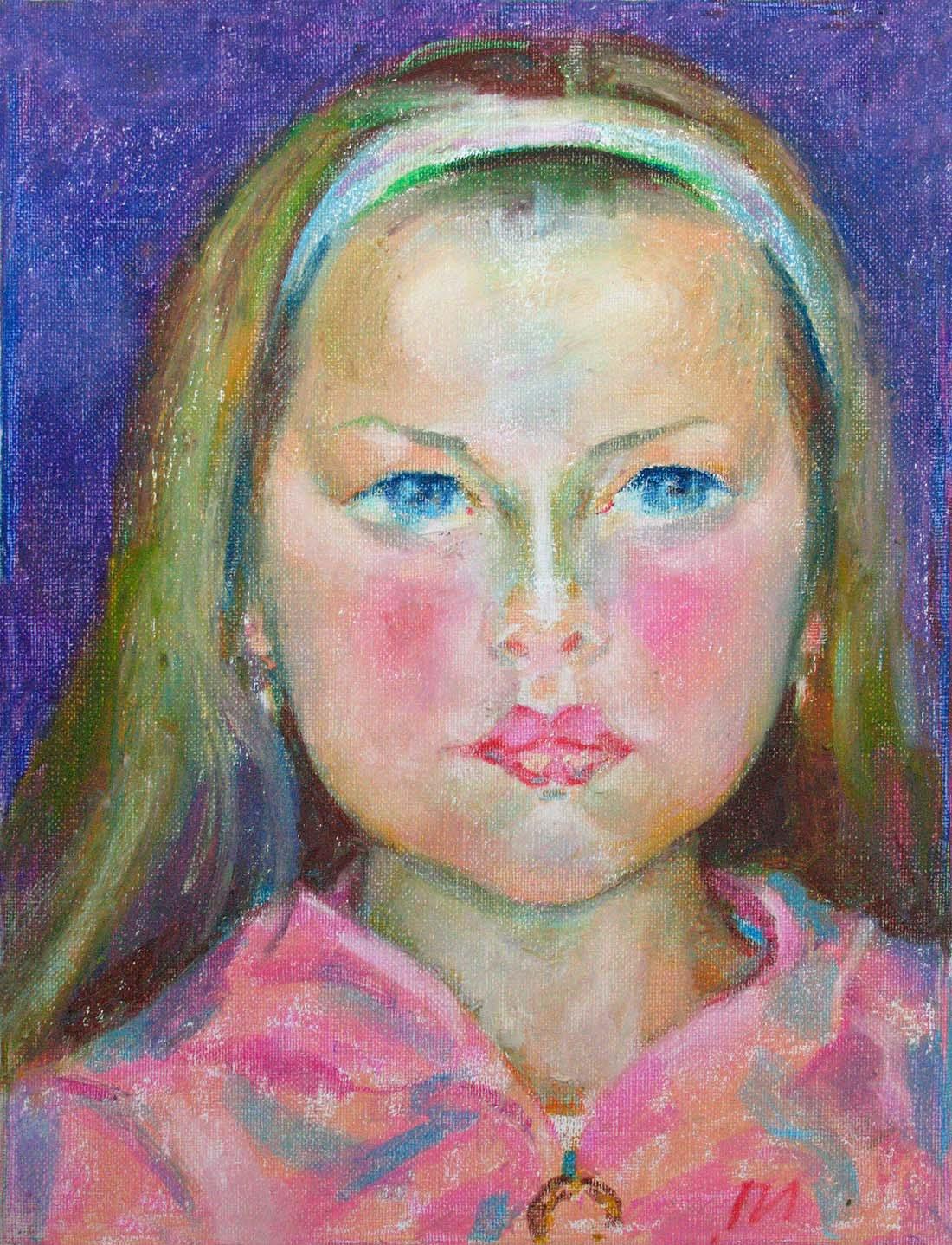POLINA , canvas, oil pastel, 35  27 cm, 2010



