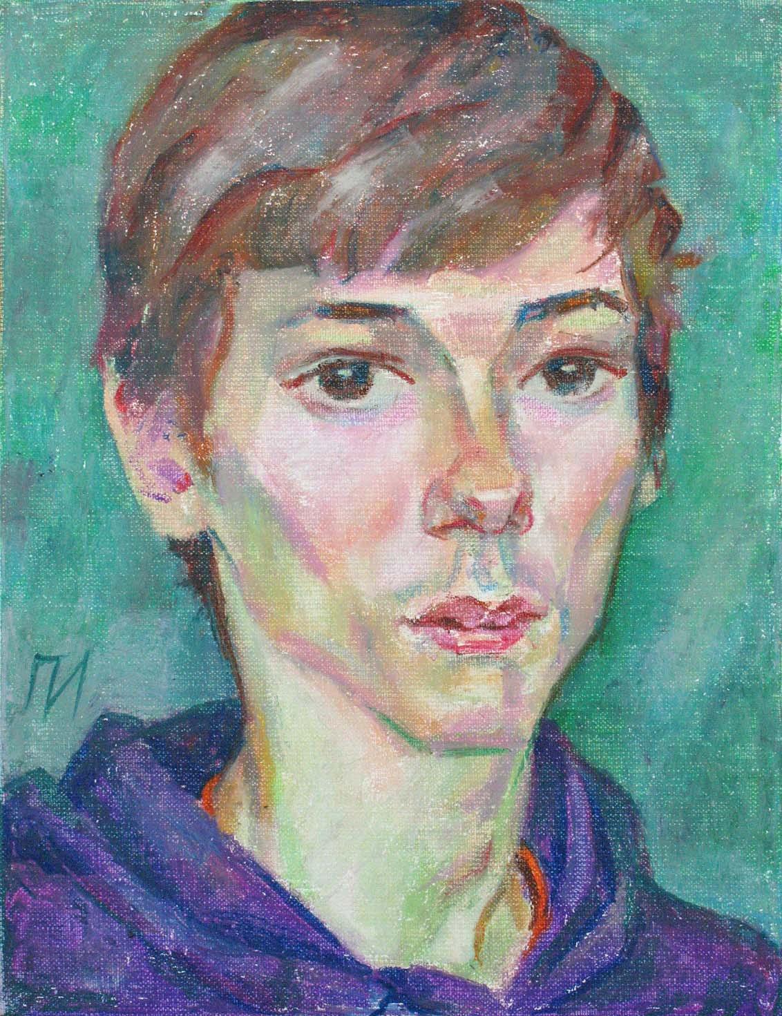 NIKITA , canvas, oil pastel, 35  27 cm, 2012




