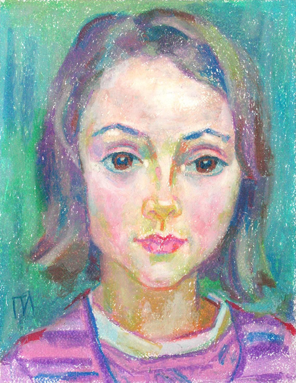 INES  , paper, oil pastel, 35  27 cm, 2011



